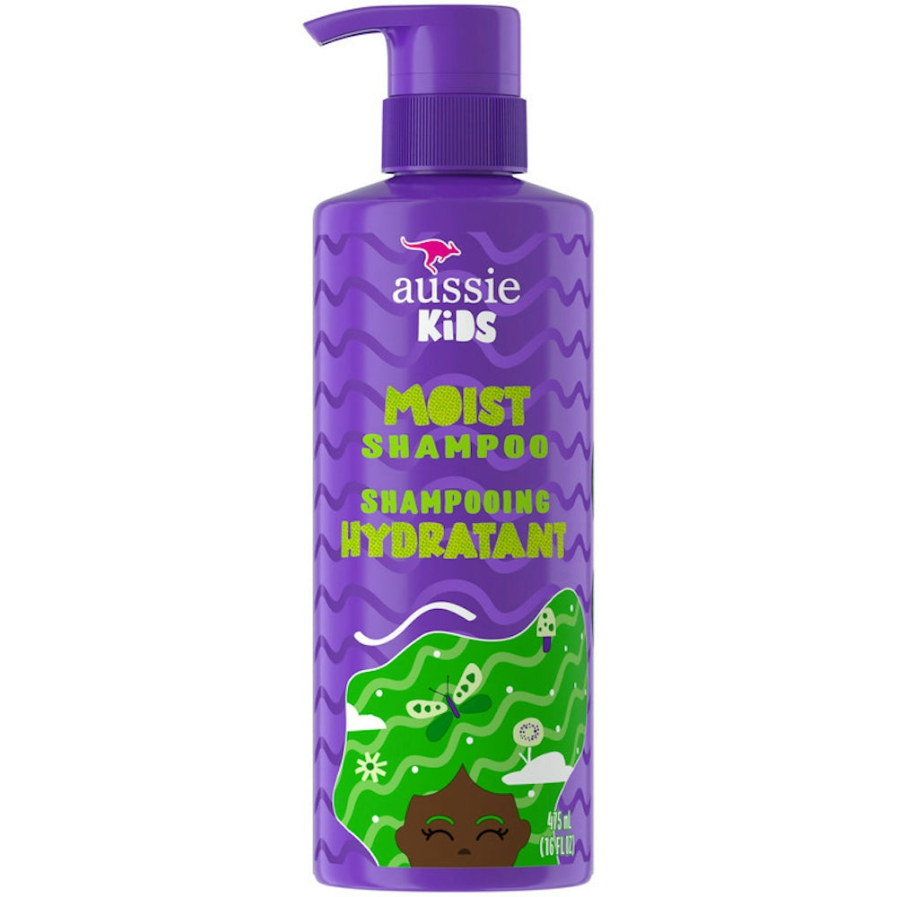 Aussie Kids Moist sulfate-free shampoo for kids in a 16 fl oz bottle, with colorful label and playful design from Pasteur Pharmacy