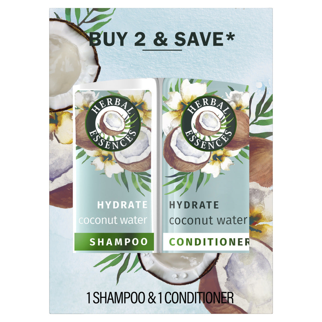 Herbal Essences Classic Hydrate Coconut Water and Jasmine moisturizing shampoo bottle with label and cap.