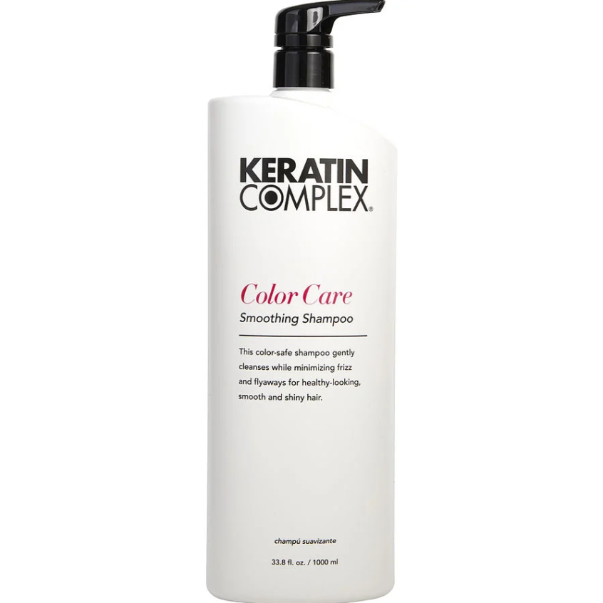 Keratin Complex Color Care Shampoo in 33.8 oz bottle, gentle formula for colored hair, from Pasteur Pharmacy.