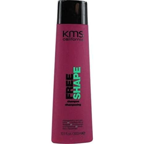 KMS California Free Shape Shampoo bottle, 10.1 oz, featuring a sleek design and labeled for hair styling and volume.