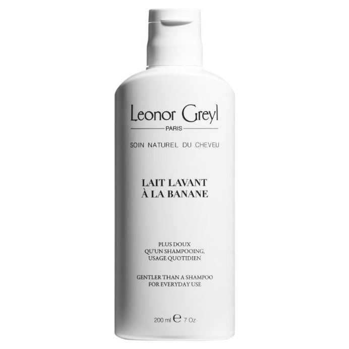 Leonor Greyl Lait Lavant A La Banane gentle daily use shampoo in a 7 oz bottle, ideal for nourishing and cleansing hair.