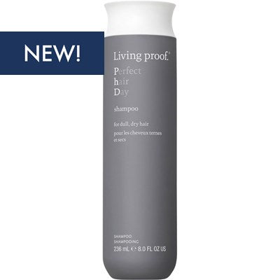 Living Proof Perfect Hair Day Shampoo in a bottle with a clean, modern design, suitable for healthy, shiny hair.