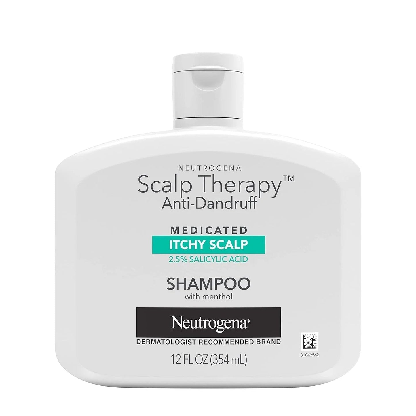 Neutrogena Scalp Therapy anti-dandruff shampoo with peppermint fragrance, 12 fl oz, designed for itchy scalp and dandruff relief.