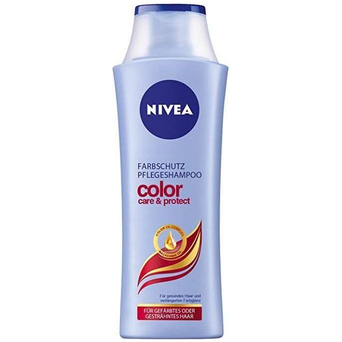 Nivea Color Protection Shampoo in 250ml bottle, designed to preserve hair color and add shine.