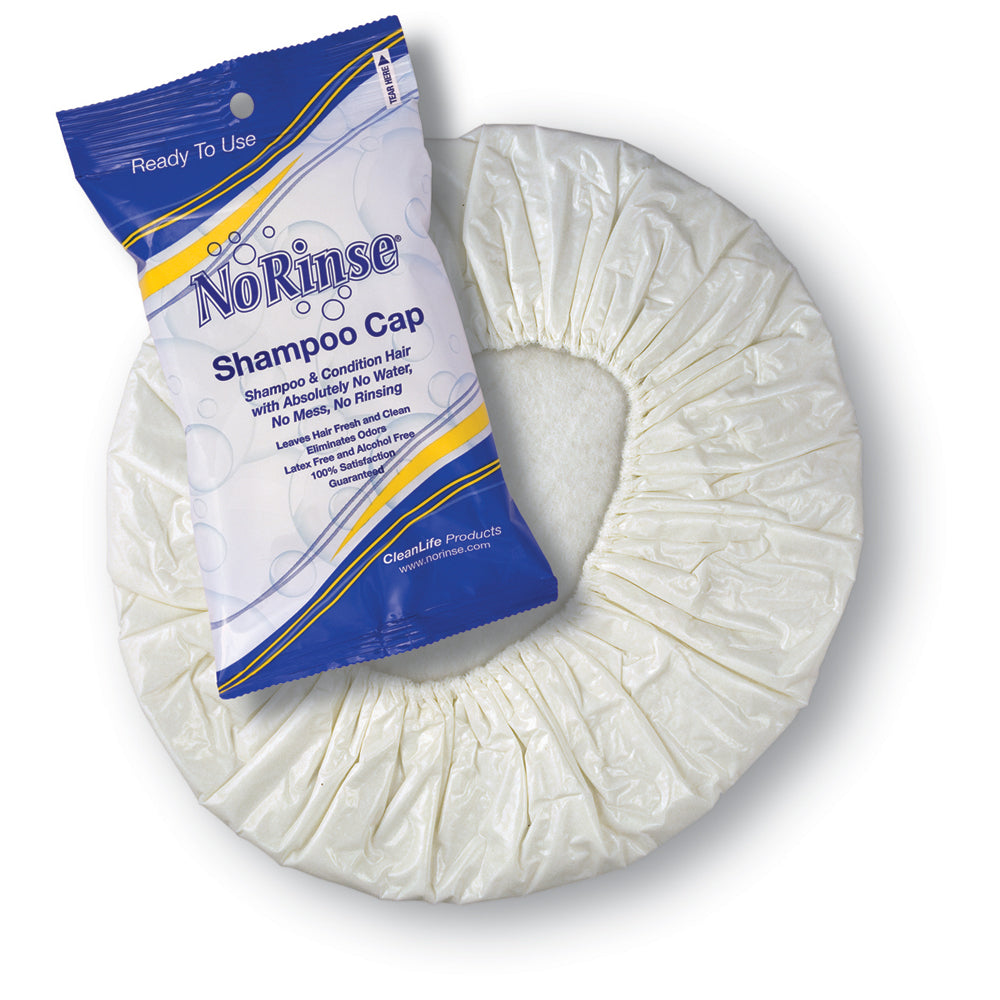 No-rinse shampoo cap by Pasteur Pharmacy, waterless hair cleaning solution, showing the soft, elastic cap with product label.