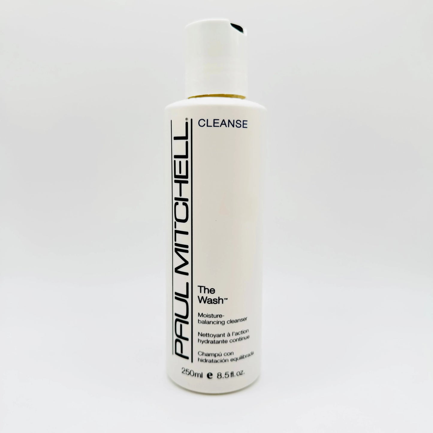 Paul Mitchell The Wash Cleanse Moisture Balance Shampoo in 8.5 oz bottle, showing the shampoo bottle with label and product details
