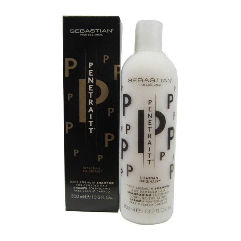 Sebastian Penetraitt Daily Strength Shampoo in 10.2 fl oz bottle, designed for nourishing and strengthening hair.
