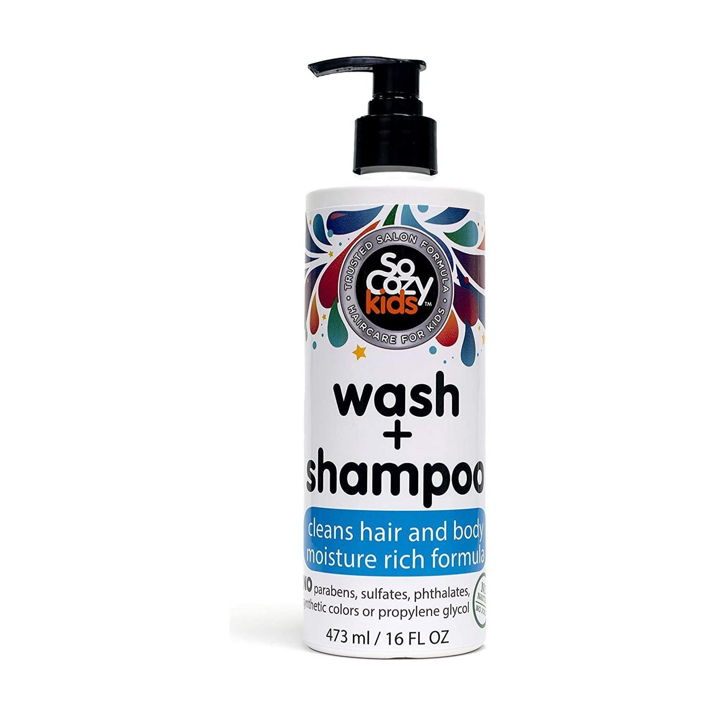 Pasteur Pharmacy So Cozy Wash + Shampoo 16 oz bottle, clear label, with a white cap, designed for gentle hair and scalp cleansing.