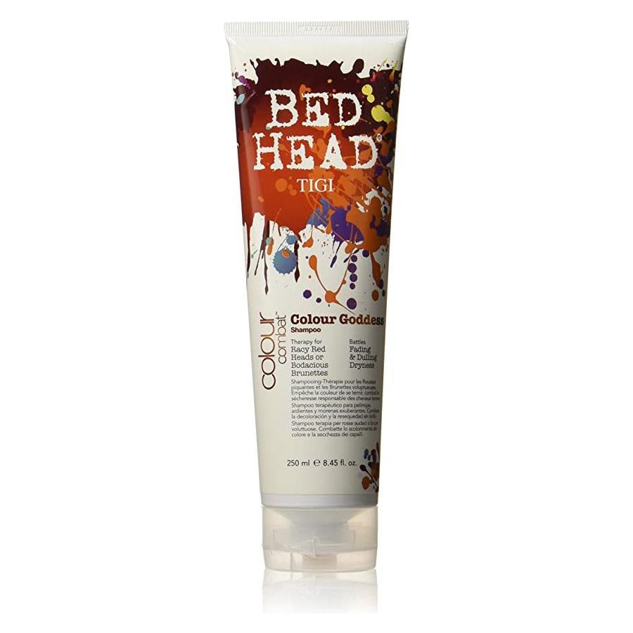 Tigi Bed Head Colour Combat Colour Goddess Shampoo in 8.45 oz bottle, designed for vibrant color protection and hair care.