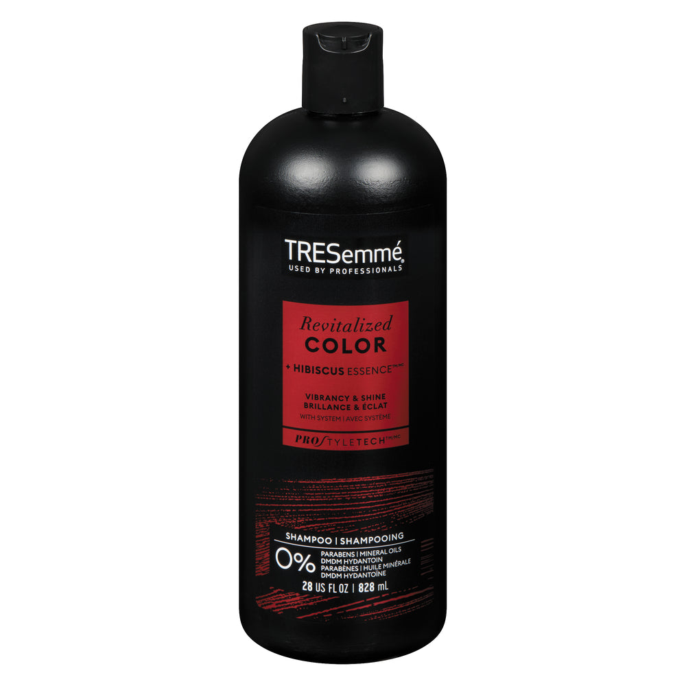 TRESemme Pro Solutions Color Revitalize Shampoo in 28 Fl Oz bottle, designed to enhance and maintain vibrant hair color.