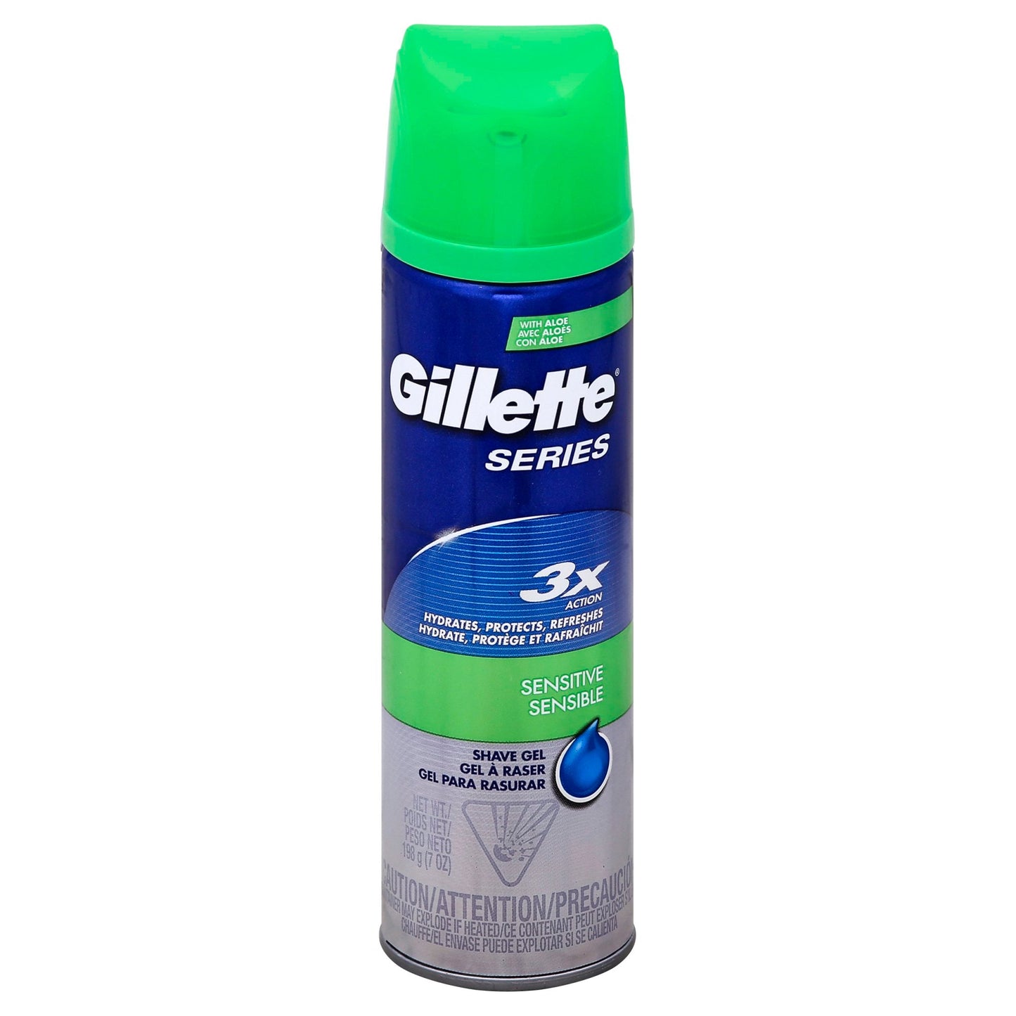 Gillette Series Sensitive Soothing Shave Gel with Aloe Vera, men's shave gel in a tube.