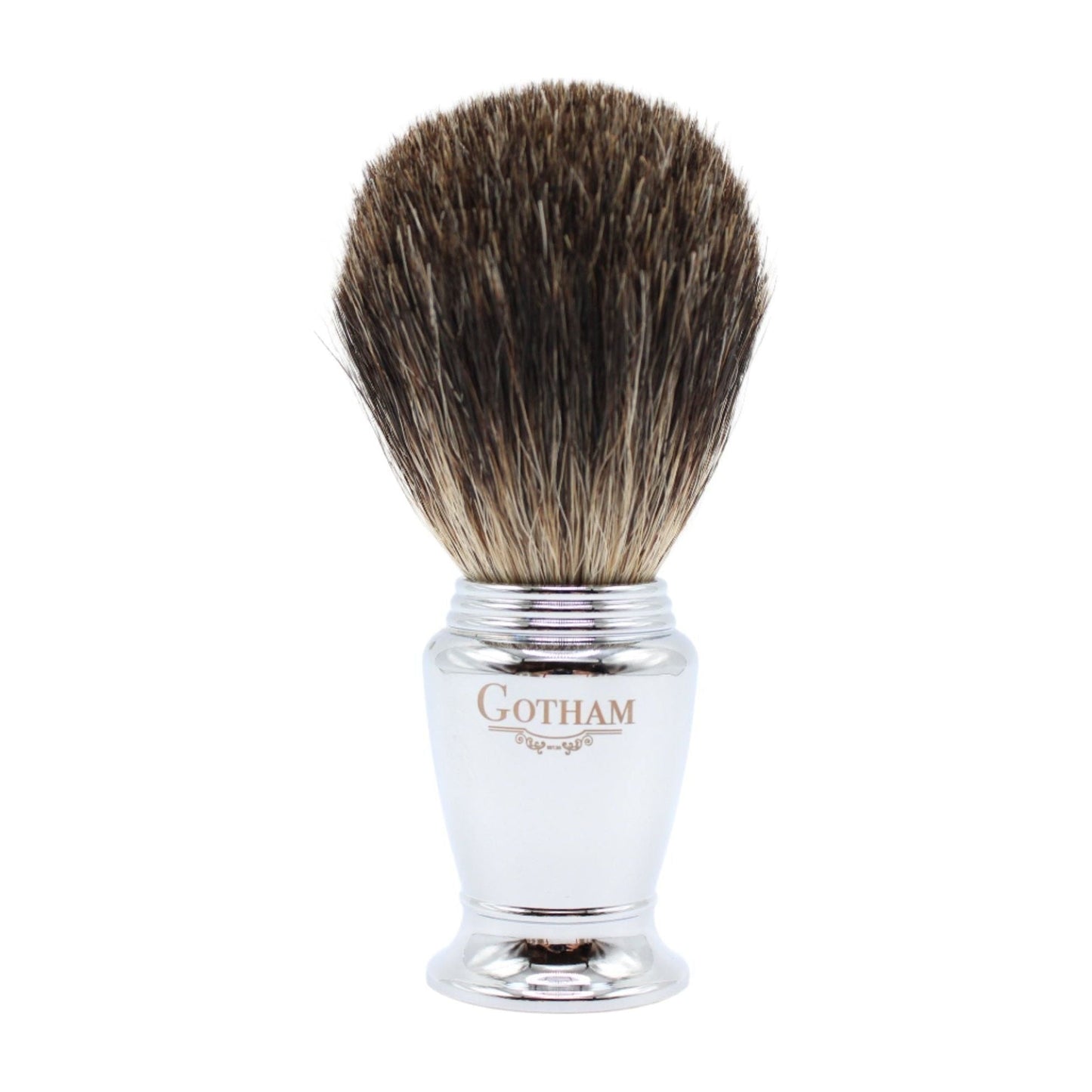 Gotham Pasteur Exclusive BL20-MT31 black badger shaving brush by Pasteur Pharmacy with a sleek handle and dense bristles.