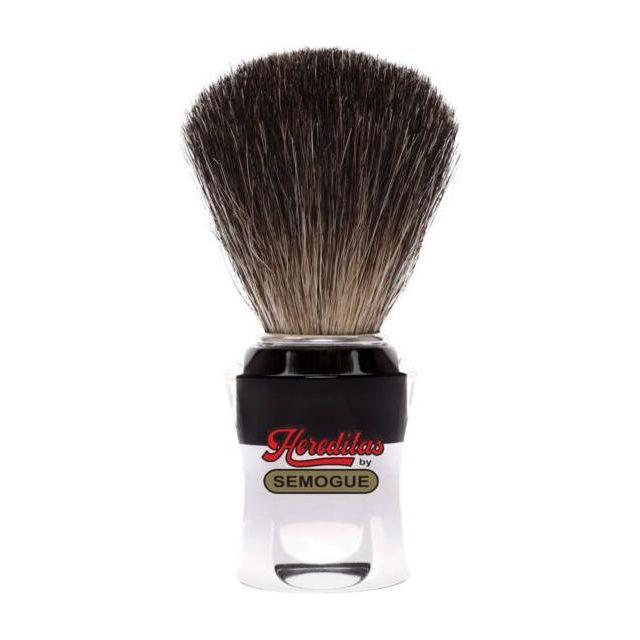 Semogue Excelsior 740 pure badger acrylic shaving brush with a blue handle, displayed on a white background.