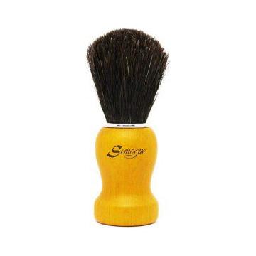 Semogue Pharos-c3 pure black badger shaving brush in yellow, with dense bristles and a sleek handle, ideal for traditional wet shaving.