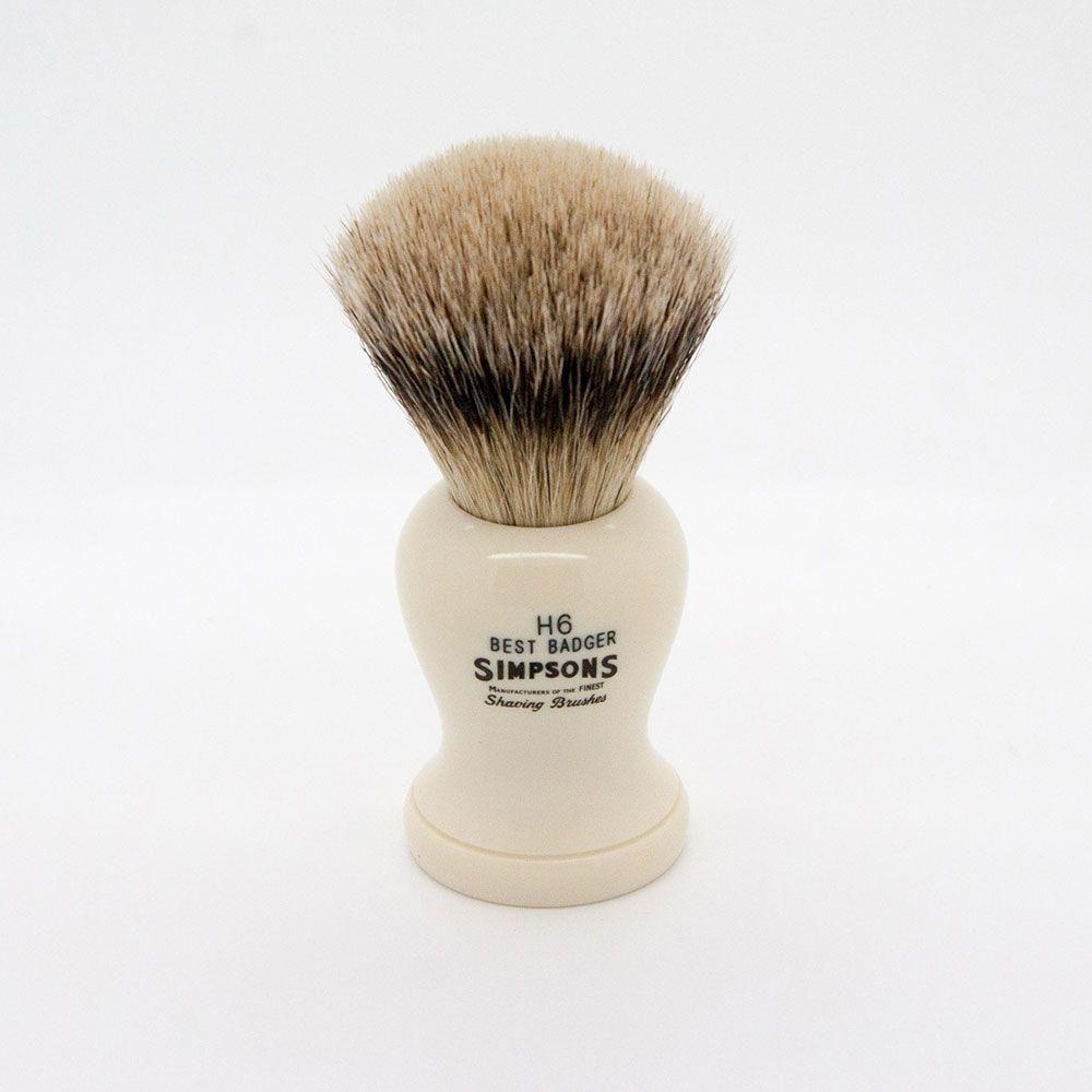 Simpsons Harvard H6 Best Badger Shaving Brush with natural bristles and a sleek handle, ideal for a luxurious shaving experience.