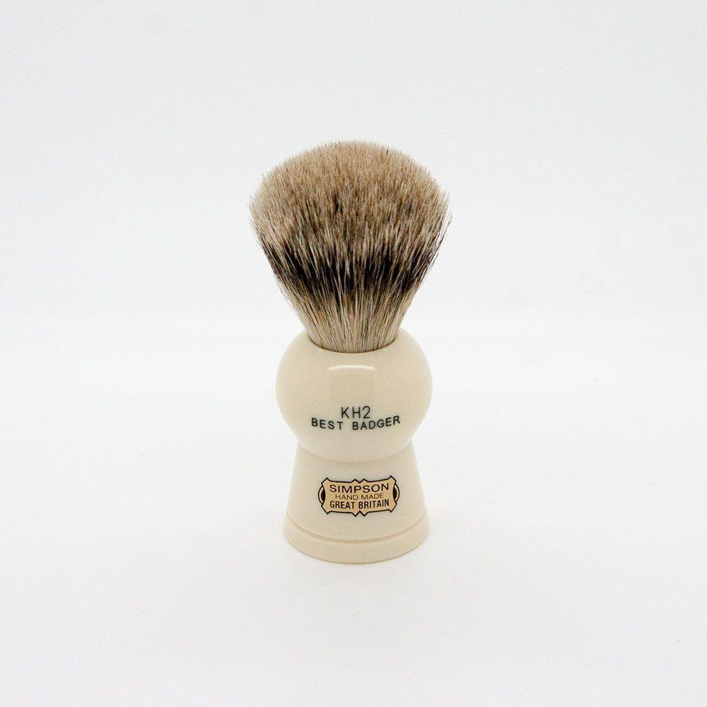 Simpsons Keyhole KH2 Best Badger Hair Shaving Brush by Pasteur Pharmacy, medium size with soft, dense bristles for a smooth shave.