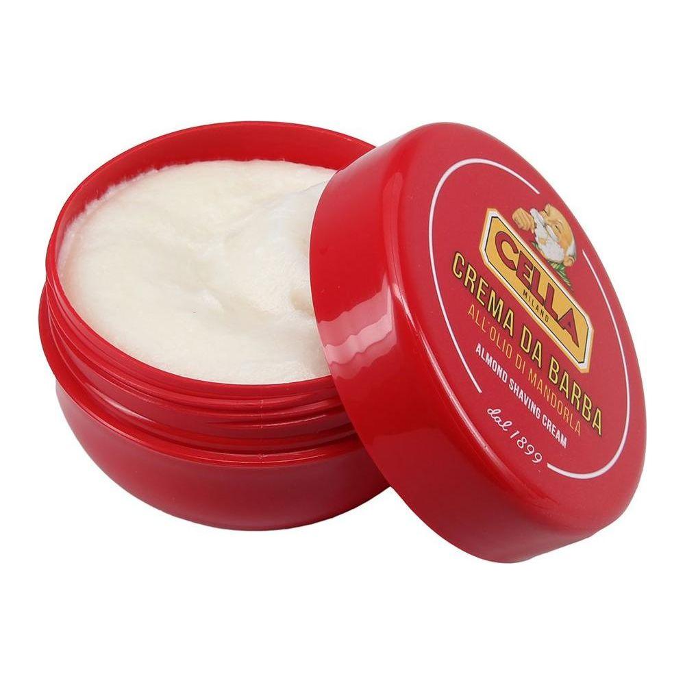 Cella Crema Da Barba shaving cream bowl by Pasteur Pharmacy, 150ml, with creamy texture in a white bowl.