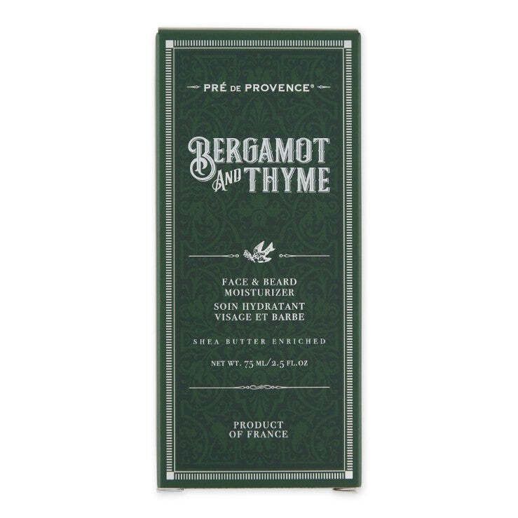 European Soaps Bergamot and Thyme Beard Cream from Pasteur Pharmacy, visible in a grooming jar with a natural, creamy texture.