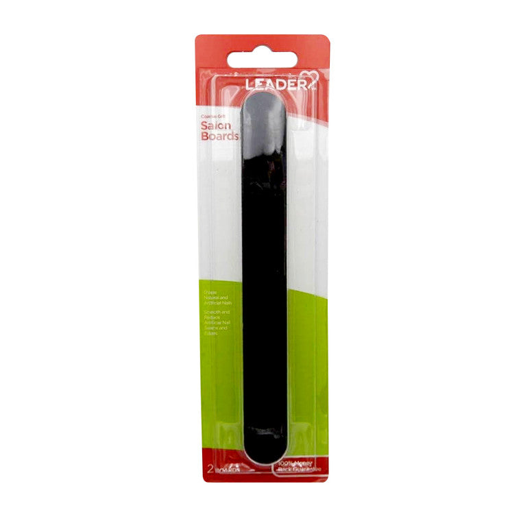 Black Leader Salon Boards for shaving and grooming, 2-pack, from Pasteur Pharmacy, shown in a close-up image.