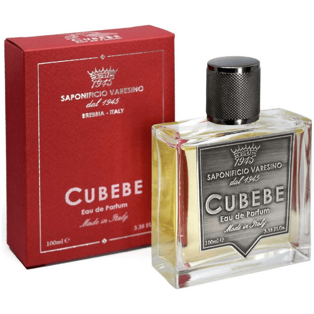 Saponificio Varesino Cubebe Shaving Collection with shaving soap, brush, and accessories in a premium grooming set.