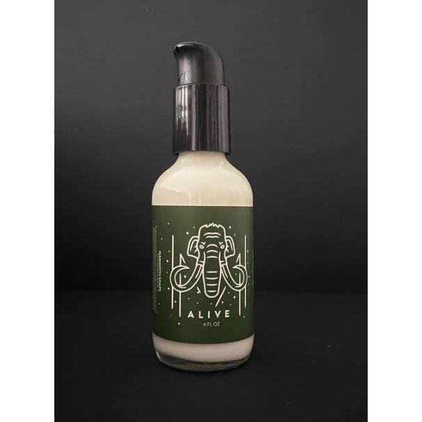 Pasteur Pharmacy House of Mammoth Alive Shaving Collection set includes shaving soap in a 4 oz container with grooming accessories.