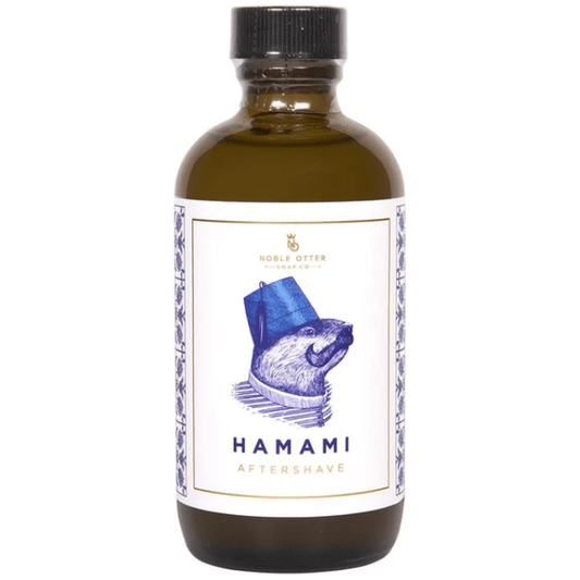 Pasteur Pharmacy Hamami Shaving Collection with Noble Otter Soap Co. shaving soap, brush, and accessories in a stylish set.