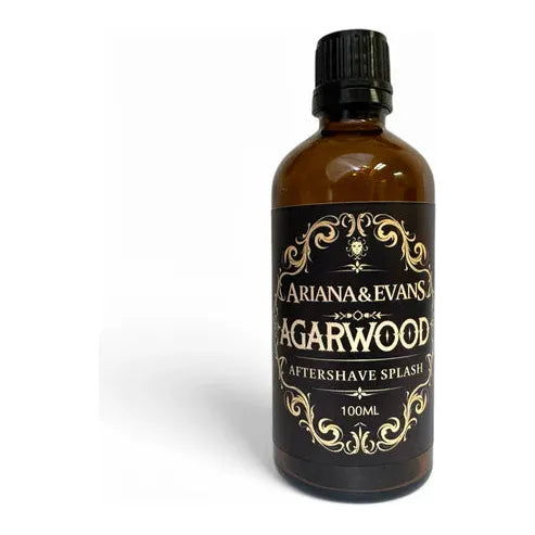 Ariana & Evans Agarwood Shaving Collection with shaving soap, brush, and accessories in a elegant set for grooming.