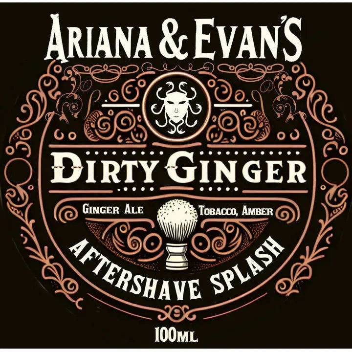 Ariana & Evans Dirty Ginger Shaving Collection set with shaving soap in a 5.3oz jar, featuring natural ginger-scented grooming products.