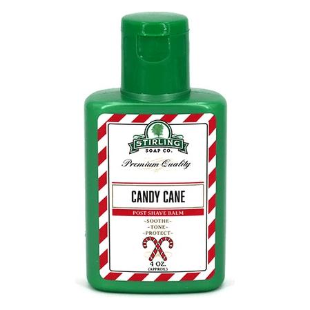 Pasteur Pharmacy Stirling Soap Co. Candy Cane Shaving Set with shaving soap and accessories in festive packaging.