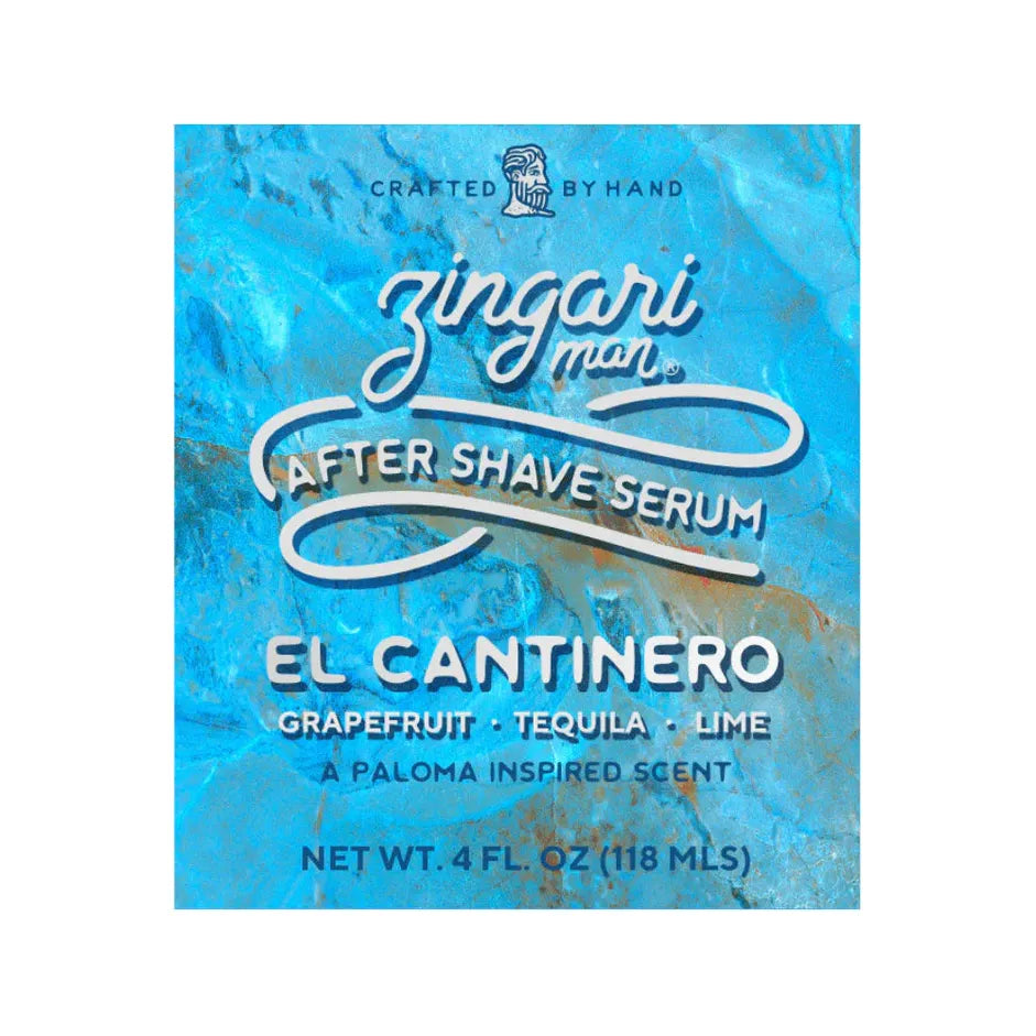 Zingari Man El Cantinero shaving collection with shaving soap in a 5 oz container, featuring a premium shaving set from Pasteur Pharmacy.