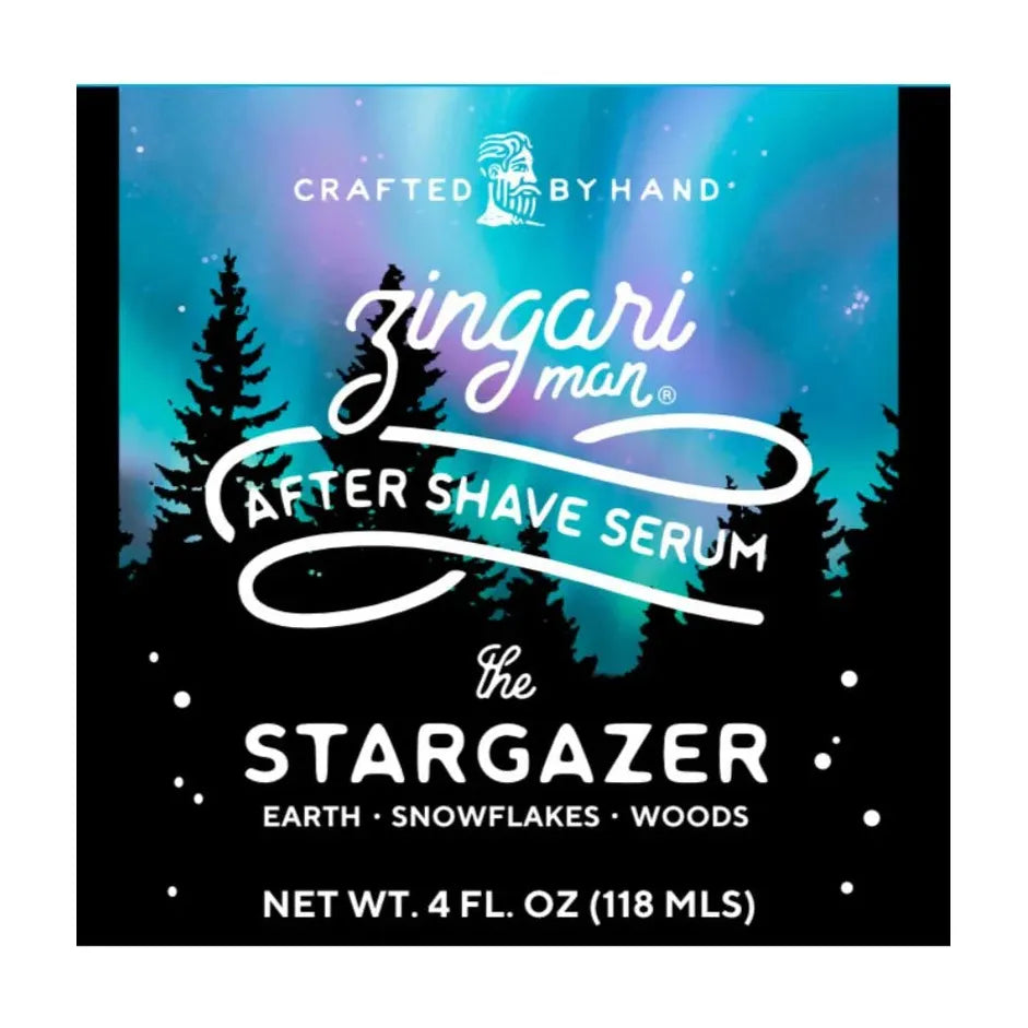 Pasteur Pharmacy Zingari Man The Stargazer shaving set with 5 oz shaving soap and grooming accessories on a clean surface.