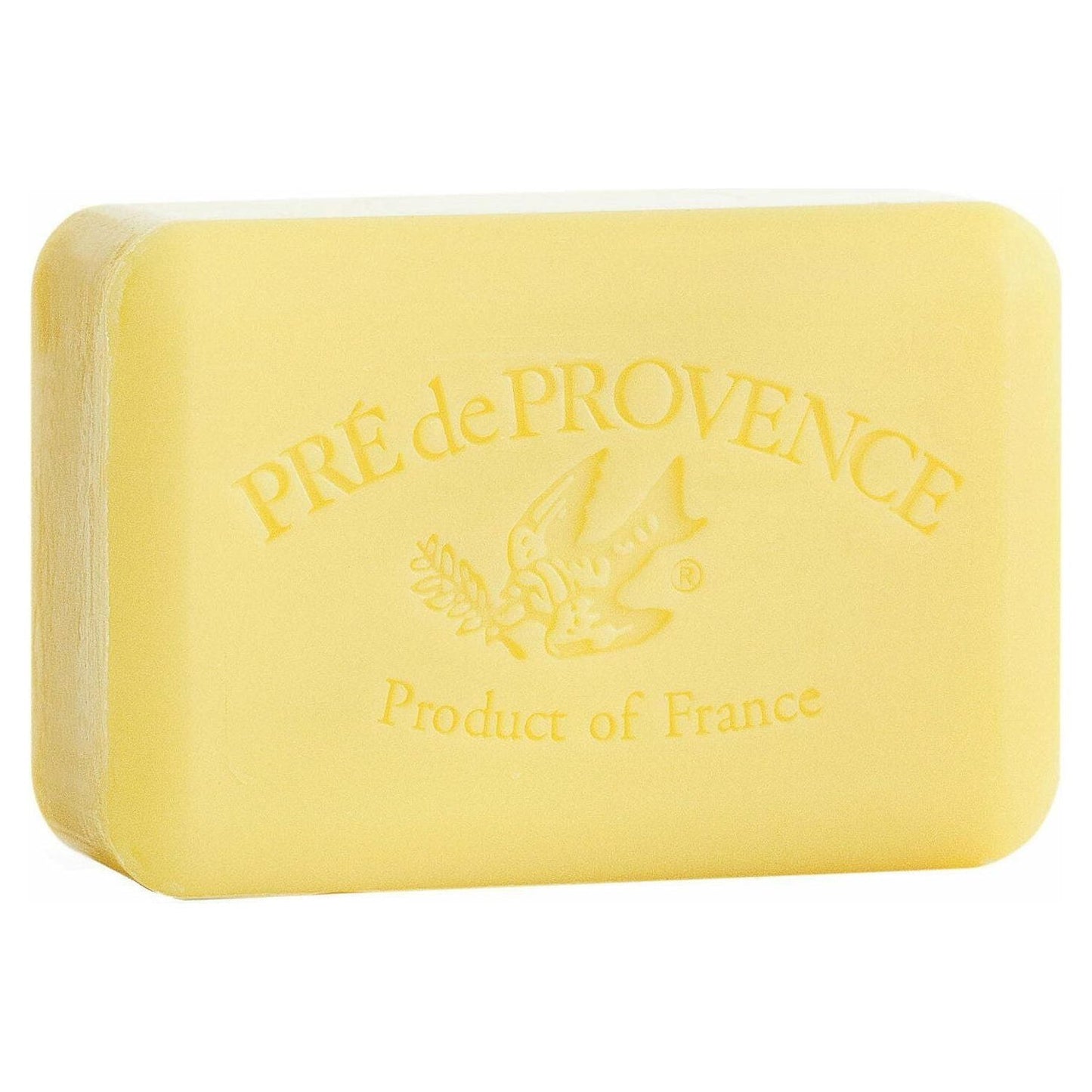 Pre De Provence Freesia Shea Butter Enriched Vegetable Soap 250g, creamy soap bar with floral scent and smooth texture.