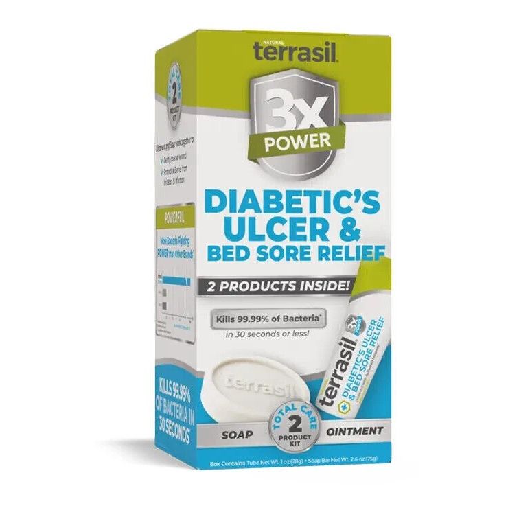 Pasteur Pharmacy Terrasil Diabetic Ulcer and Sore Relief Kit, shipping supplies with topical treatment products for foot ulcers and sores.
