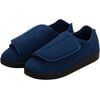 Silvert men's double-extra-wide slip-resistant slippers in navy and black, designed for seniors, featuring comfortable adaptive footwear.