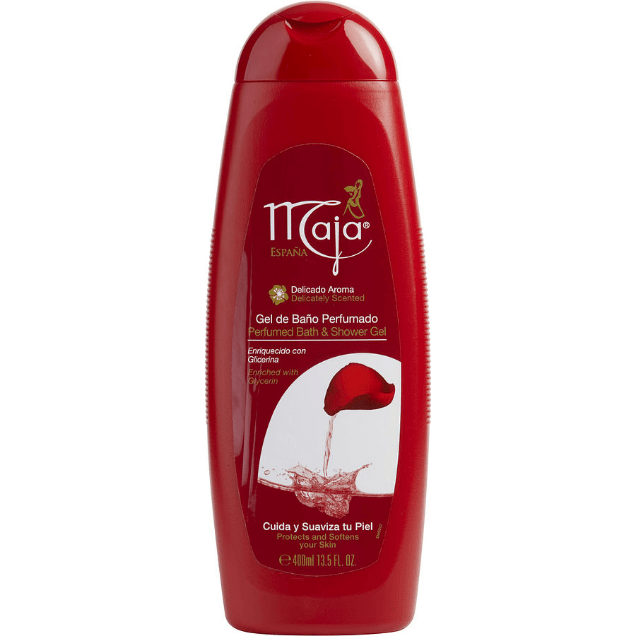 Maja Shower Gel in 13 oz bottle by Pasteur Pharmacy, with transparent container showing the gel inside.