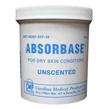 Pasteur Pharmacy Absorbase 4 oz skin care product in a white jar with a blue lid on a clean surface.