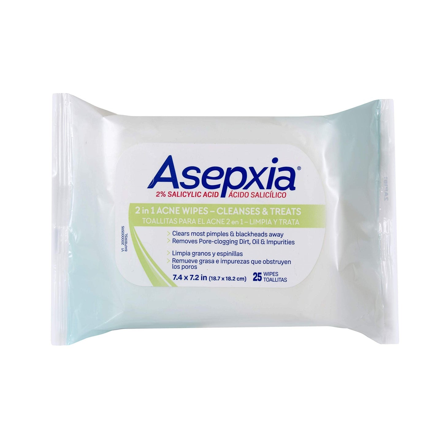 Asepxia Acne Medicated Cleansing Wipes for skin care, featuring textured wipes with medicated formula for acne treatment.