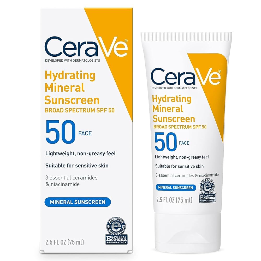 Cerave Face Lotion SPF 50, 75ml, a lightweight skin care product with sun protection, in a white bottle with blue accents.