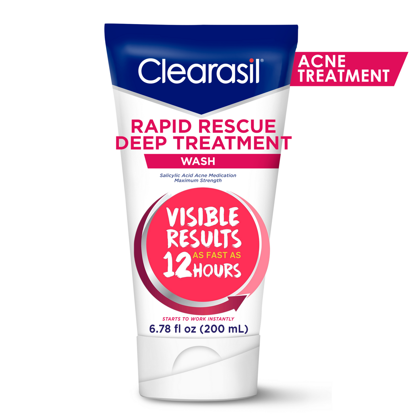 Clearasil Rapid Rescue Deep Treatment Wash for skin care, 6.78 oz, with visible clear gel and foaming action in a bottle.