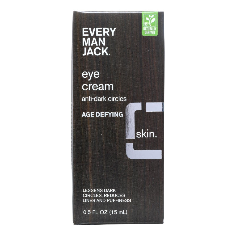Every Man Jack Age Defy Eye Cream in 0.5 oz tube, skincare product for reducing dark circles and signs of aging.