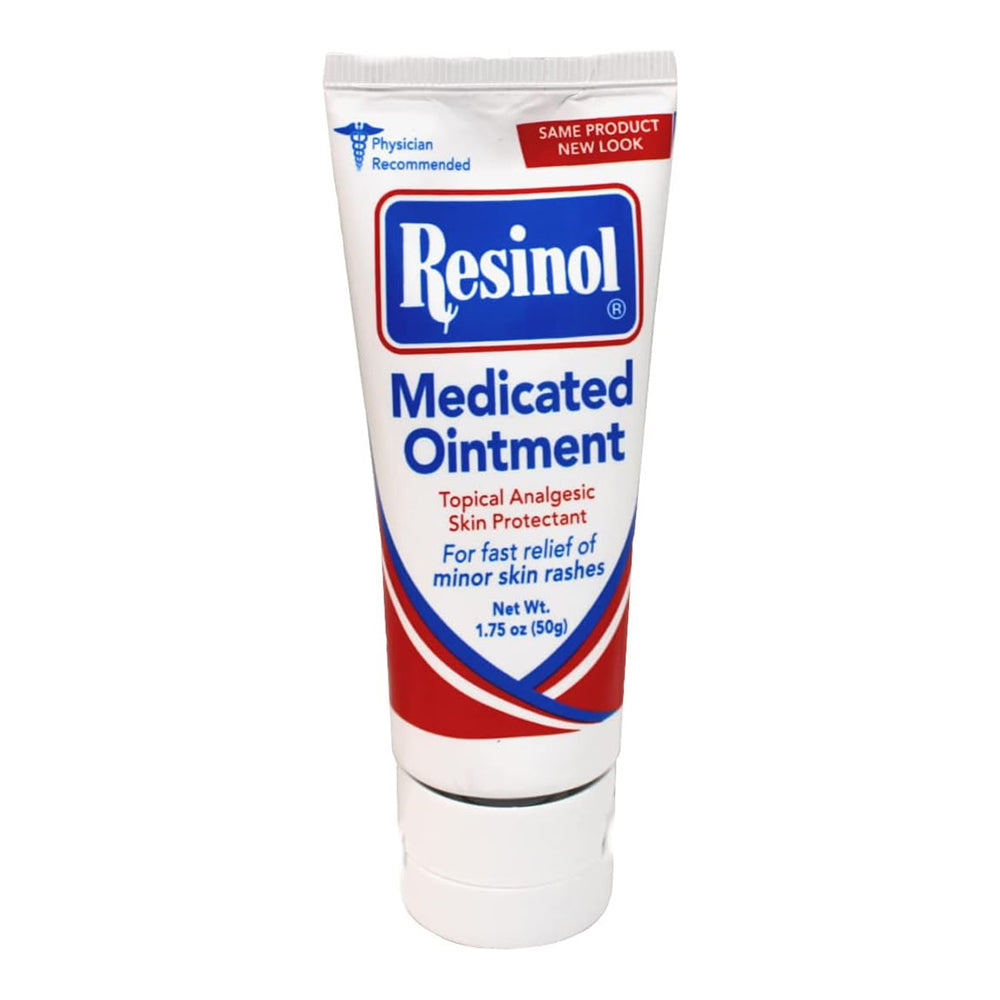 Resinol medicated skin care ointment with zinc oxide in a 1.75 oz tube, ideal for soothing skin discomfort.