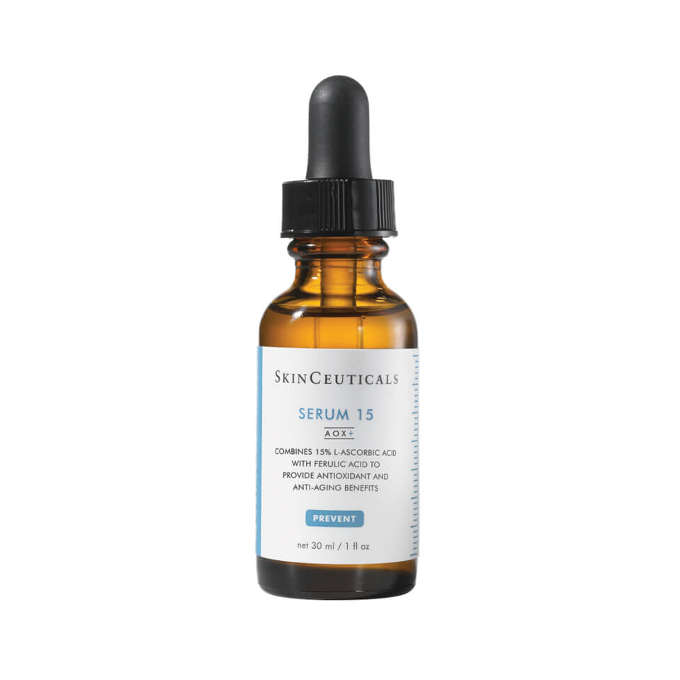 SkinCeuticals Serum 15 AOX skincare product in a sleek bottle, designed to provide antioxidant protection for the skin.