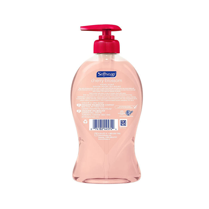 Softsoap Cherry Blossom liquid hand soap in pump bottle, 11.25 ounces, skin care product with floral cherry blossom design
