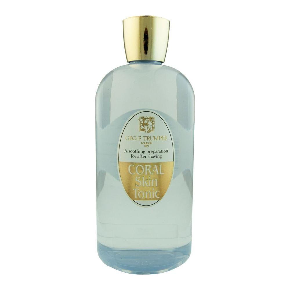 Geo. F. Trumper Coral Skin Food Tonic 200ml bottle, natural skin care tonic in a clear glass container with label visible.