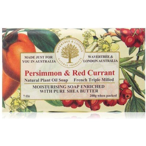 Wavertree & London Australia Persimmon and Red Current soap by Pasteur Pharmacy, 7 oz, with vibrant orange and red hues.