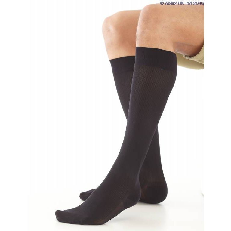 Black Neo G men's energizing socks in large size, highlighting the comfortable fabric and supportive design.