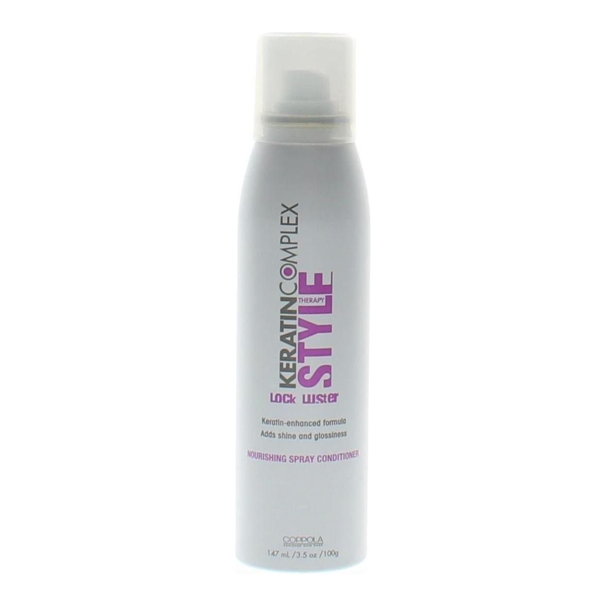 Keratin Complex Lock Luster Nourishing Spray Conditioner by Pasteur Pharmacy, 100g/3.5oz, in a spray bottle.