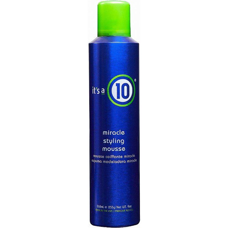 It's a 10 Miracle Styling Mousse in a 9 oz bottle by Pasteur Pharmacy, featuring a foam pump dispenser for styling hair.