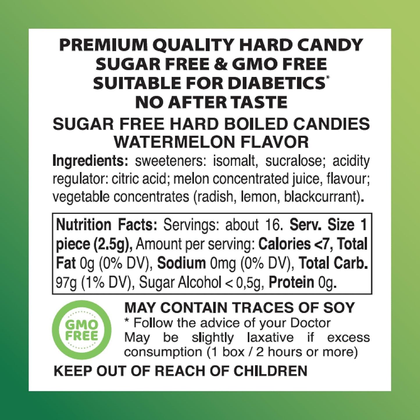 Swiss Imports Melon Sugarfree Candy Bonbons by Pasteur Pharmacy, 1.4oz, featuring colorful melon-flavored sugarfree candies.