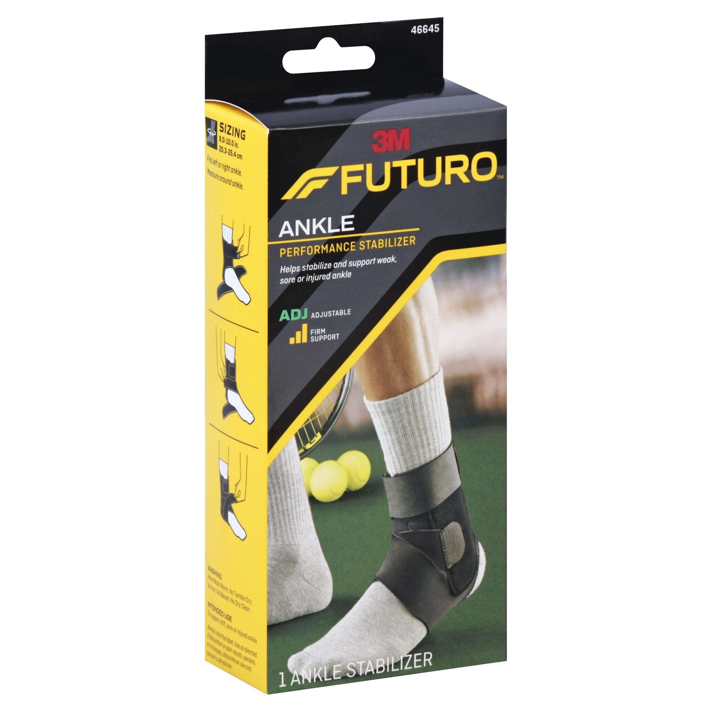 Futuro Sport adjustable deluxe ankle stabilizer supports and stabilizes the ankle, featuring adjustable straps and breathable material.